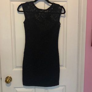 Black lace dress with bustier detailing